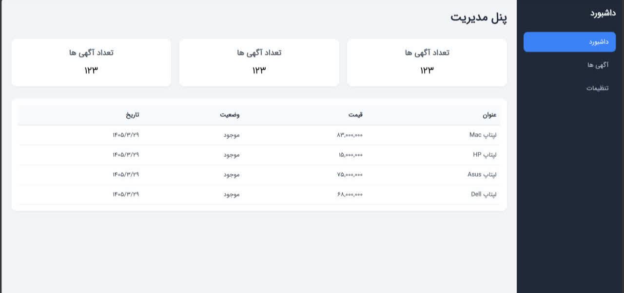 پنل مدیریت
